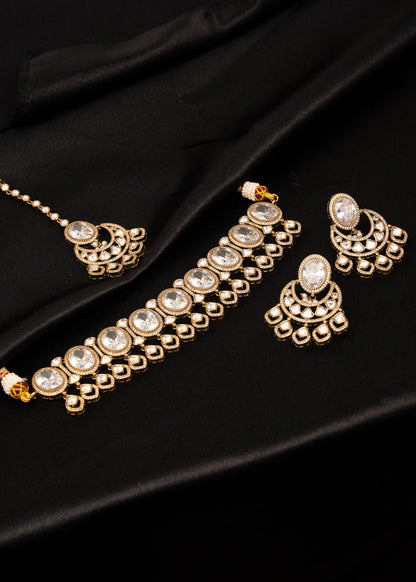Premium Kundan Choker Necklace Set/ Indian Jewelry/ Antique Jewellery/ Bridal Kundan Jewellry/ Bollywood (etsy image id: 7888827796)