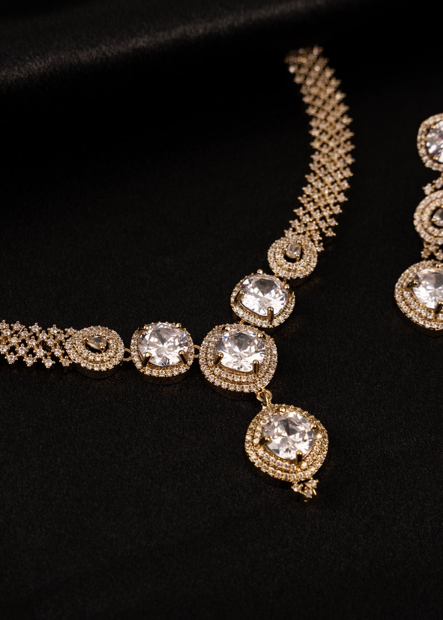 Bollywood AD Necklace Set/ Statement Necklace/ Party Wear AD Jewelry/ AD Gift Set/ Indian Jewelry/Silver/ Indian Wedding Jewellery __etsy:7889089232
