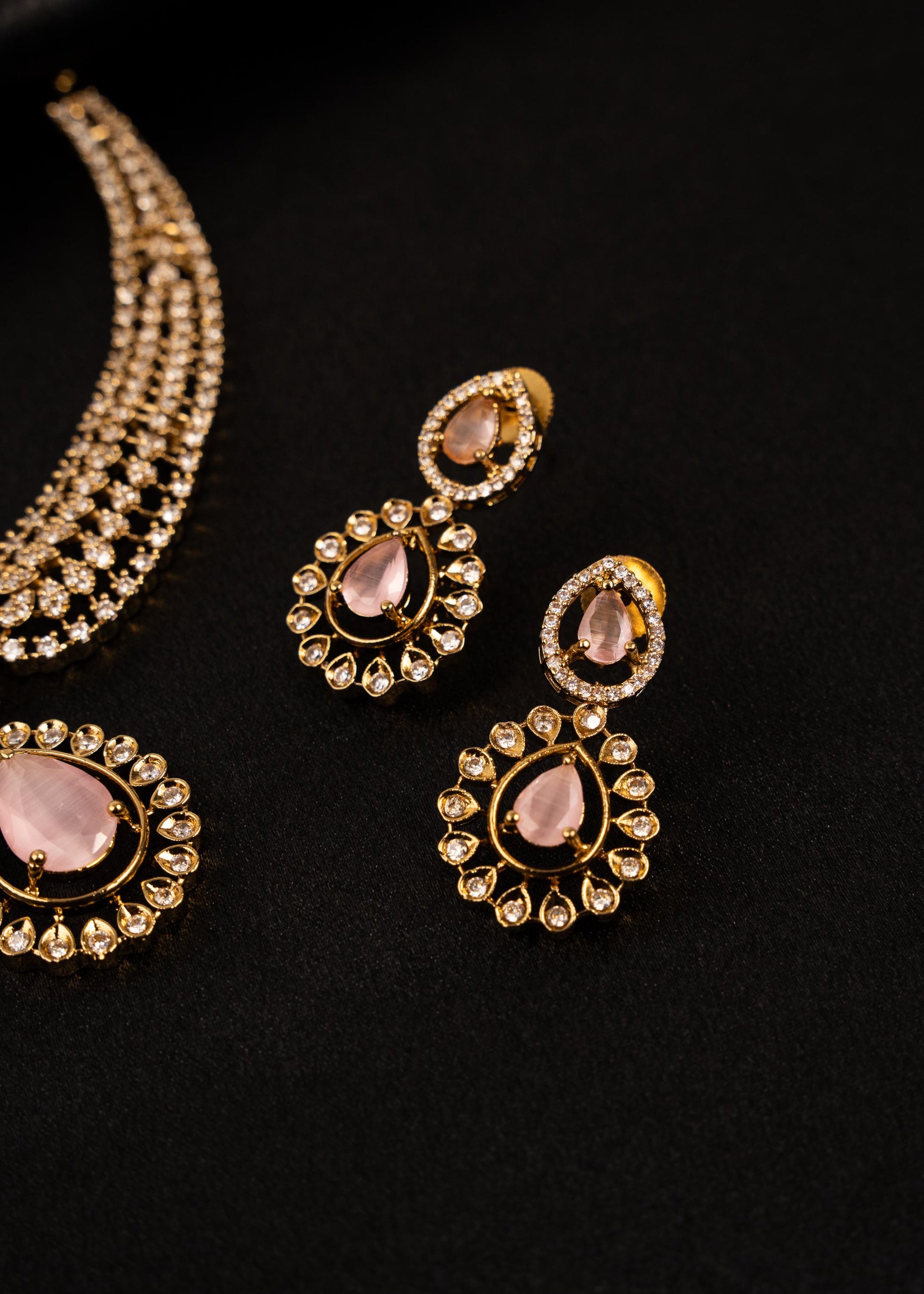 Victorian CZ Diamond Necklace Set/ Bollywood Style/ AD Necklace/ Rose Gold/ Trendy/ Reception (etsy image id: 7889161382)