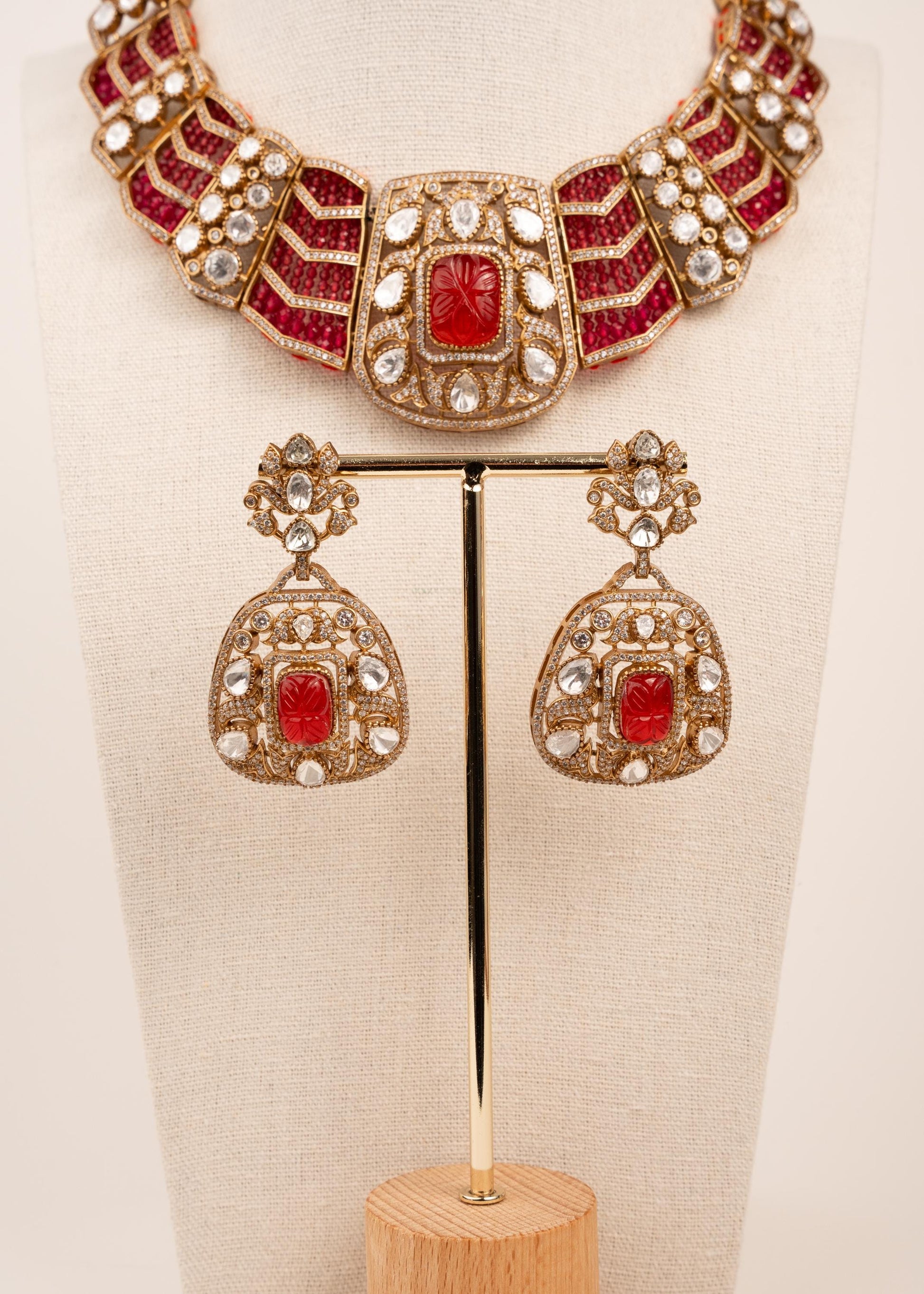 Designer Kundan Necklace Set/ Victorian Style Necklace Set/ Heavy Bridal Necklace/ Luxury Wedding jewellery (etsy image id: 7889322376)
