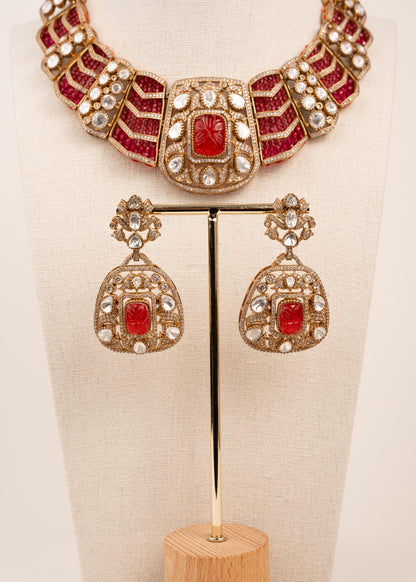 Designer Kundan Necklace Set/ Victorian Style Necklace Set/ Heavy Bridal Necklace/ Luxury Wedding jewellery (etsy image id: 7889322376)