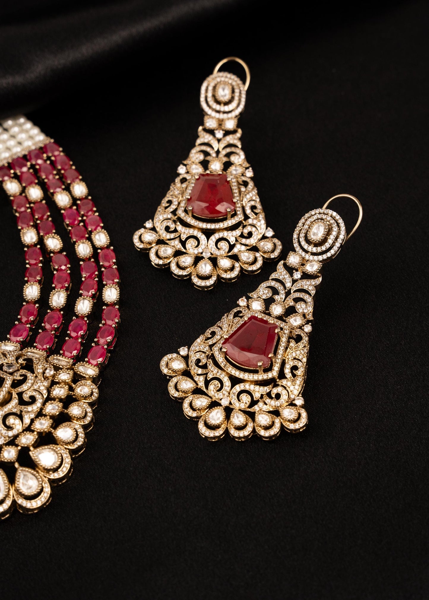 Sabyasachi Inspired Ruby Victorian Moissanite  Kundan Necklace Set/ Designer Ruby Victorian Necklace Set/ Designer Bridal Jewelry (etsy image id: 7889338118)