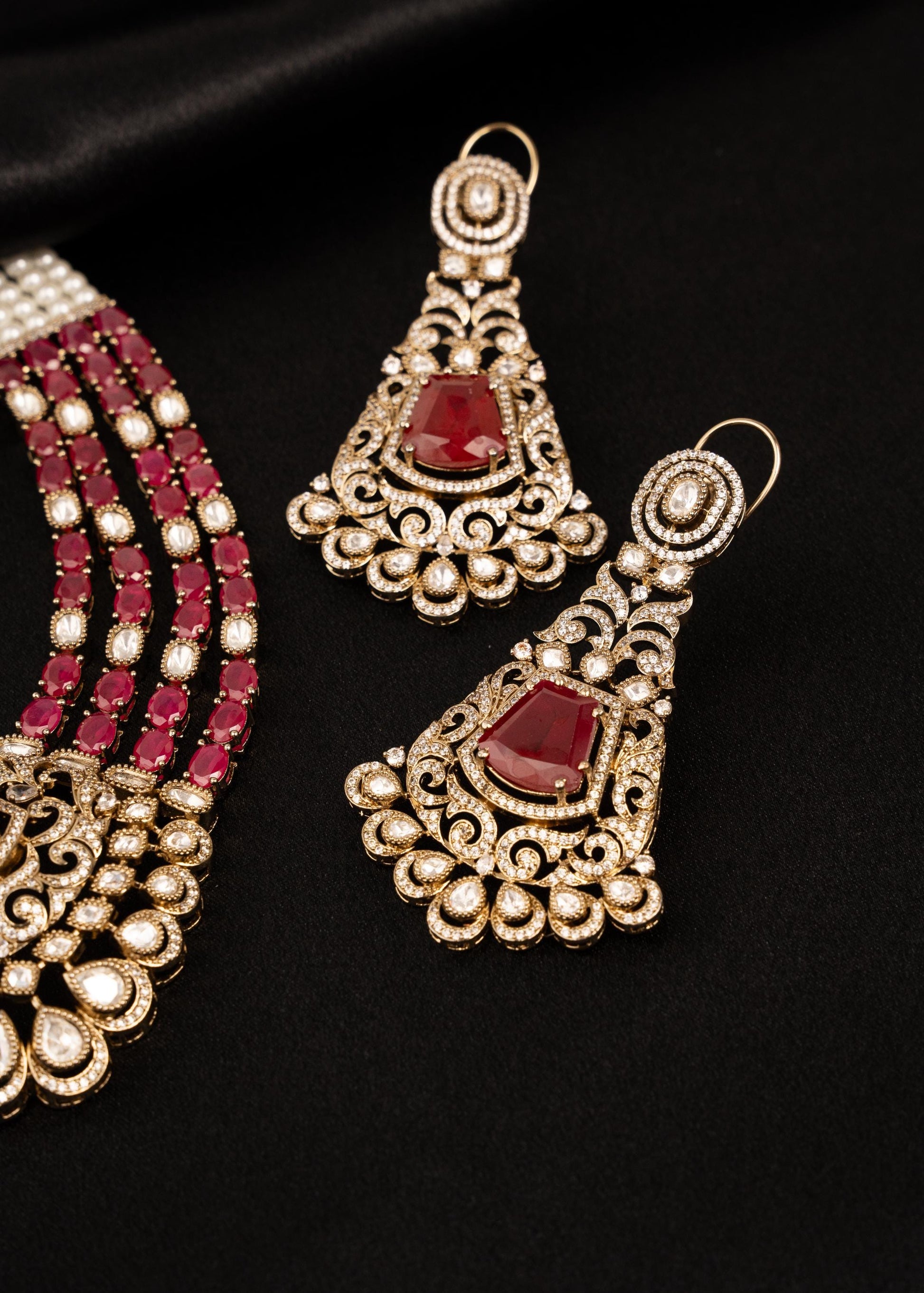 Sabyasachi Inspired Ruby Victorian Moissanite  Kundan Necklace Set/ Designer Ruby Victorian Necklace Set/ Designer Bridal Jewelry (etsy image id: 7889338118)