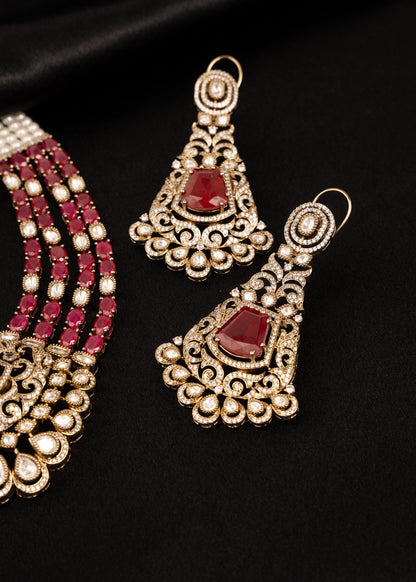 Sabyasachi Inspired Ruby Victorian Moissanite  Kundan Necklace Set/ Designer Ruby Victorian Necklace Set/ Designer Bridal Jewelry (etsy image id: 7889338118)