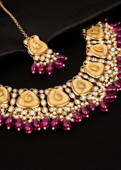 Antique Kundan Pearl Jewelry Necklace Set/ Statement Kundan Pearl Choker Set/ Indian Jewelry/ Pakistani Bridal Jewelry/ Polki Kundan Set (etsy image id: 7893042402)