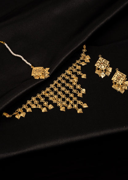 Gold Pipple Patti Necklace Set/ lightweight Necklace /Indian Jadau Jewelry/Traditional Pipple Patti Set/ Antique Gold Jewellery (etsy image id: 7893112932)