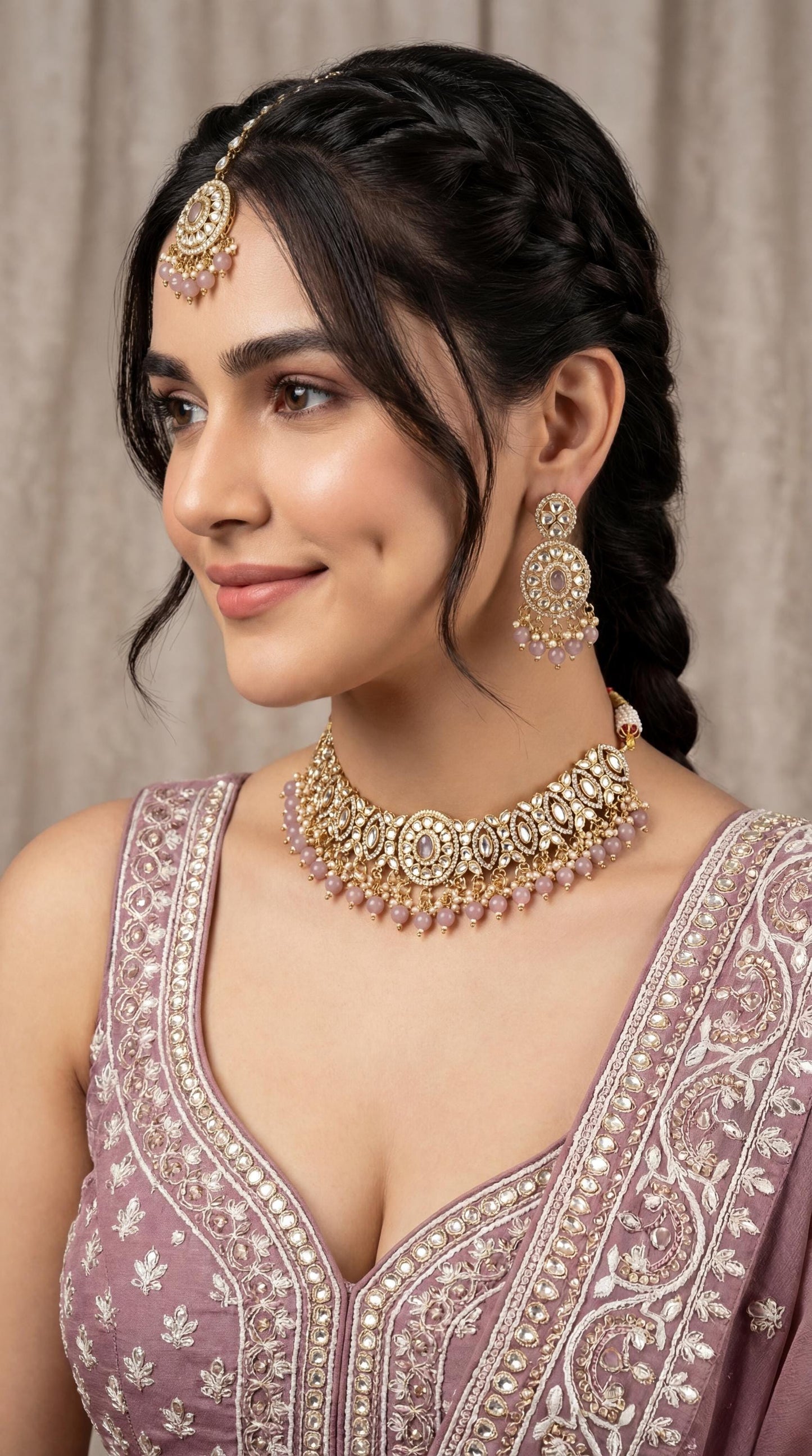 High Quality Antique Kundan Polki Necklace Set/ Pakistani Jewellery/ Antique Gold Necklace/ Heritage Jewelry/ Indian Wedding Jewelry (etsy image id: 7894573126)