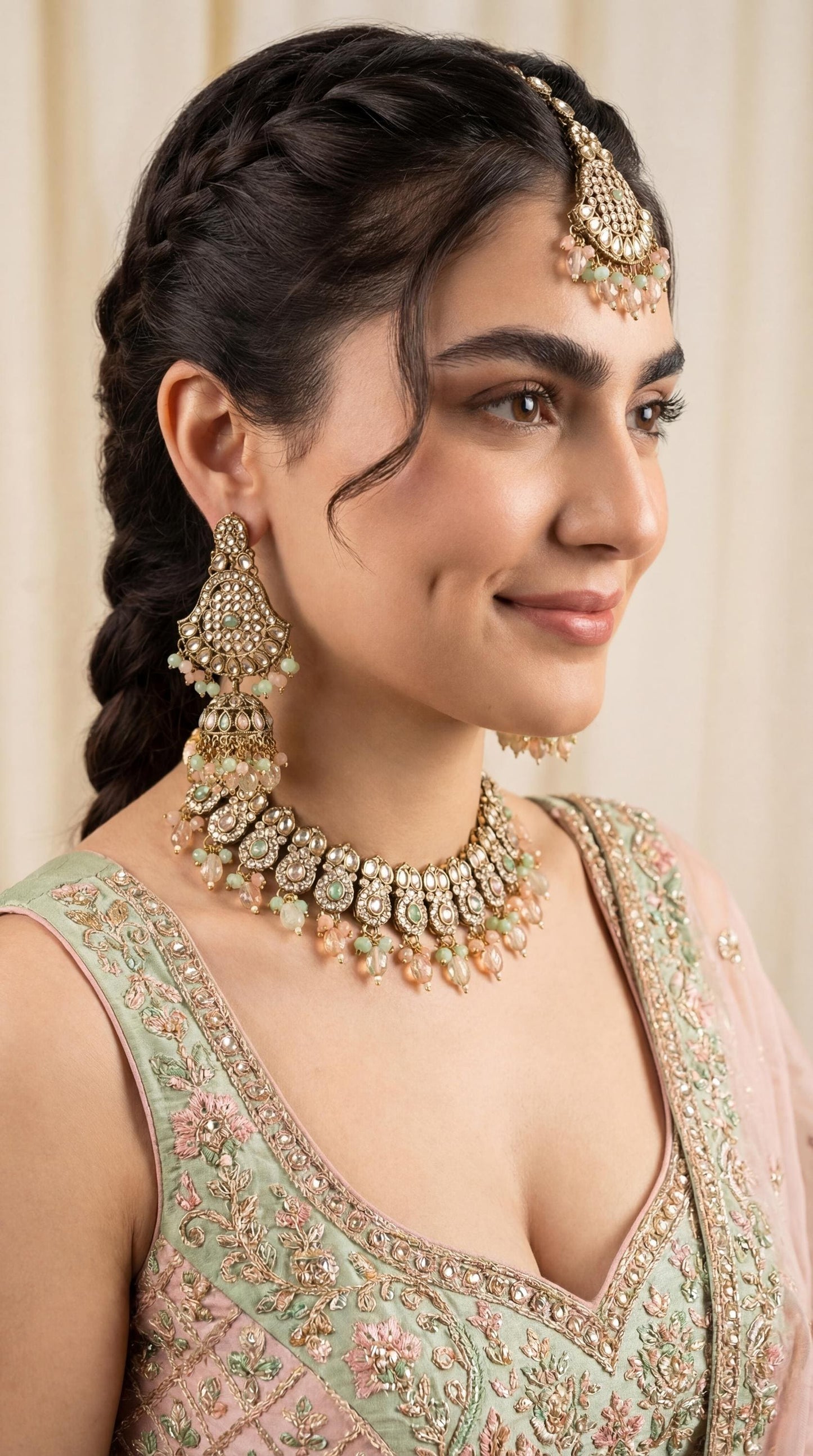 Royal Kundan Bridal Necklace Set/ Indian Wedding Jewelry/ Antique Kundan Polki Choker Set/ Pakistani Bridal Jewelley/ Meenakari Kundan Set (etsy image id: 7894861384)