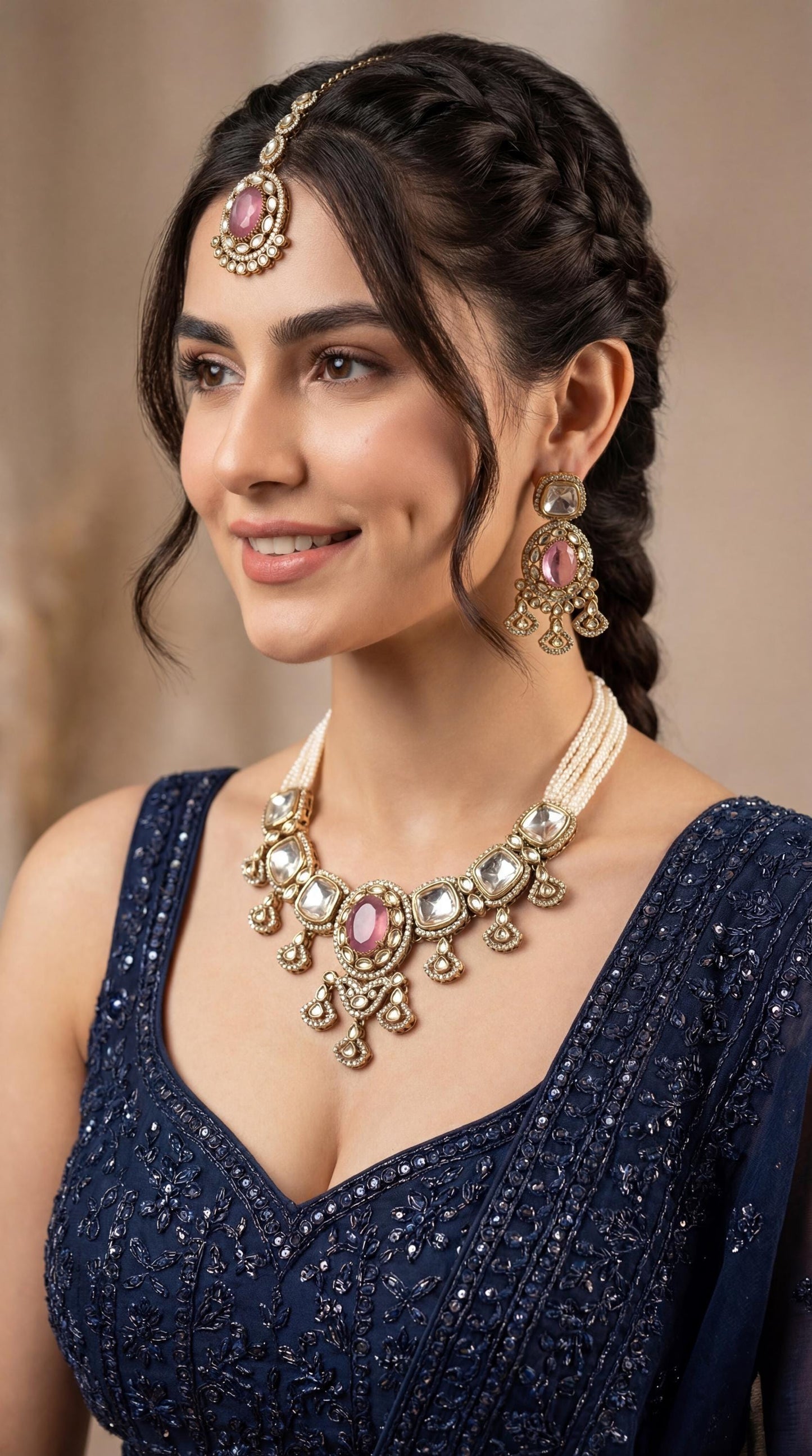 Premium Kundan Necklace Set/ Indian Bridal Jewelry/ Wedding Jewelry/ Traditional Indian Necklace Set/ Kundan statement necklace (etsy image id: 7894938084)
