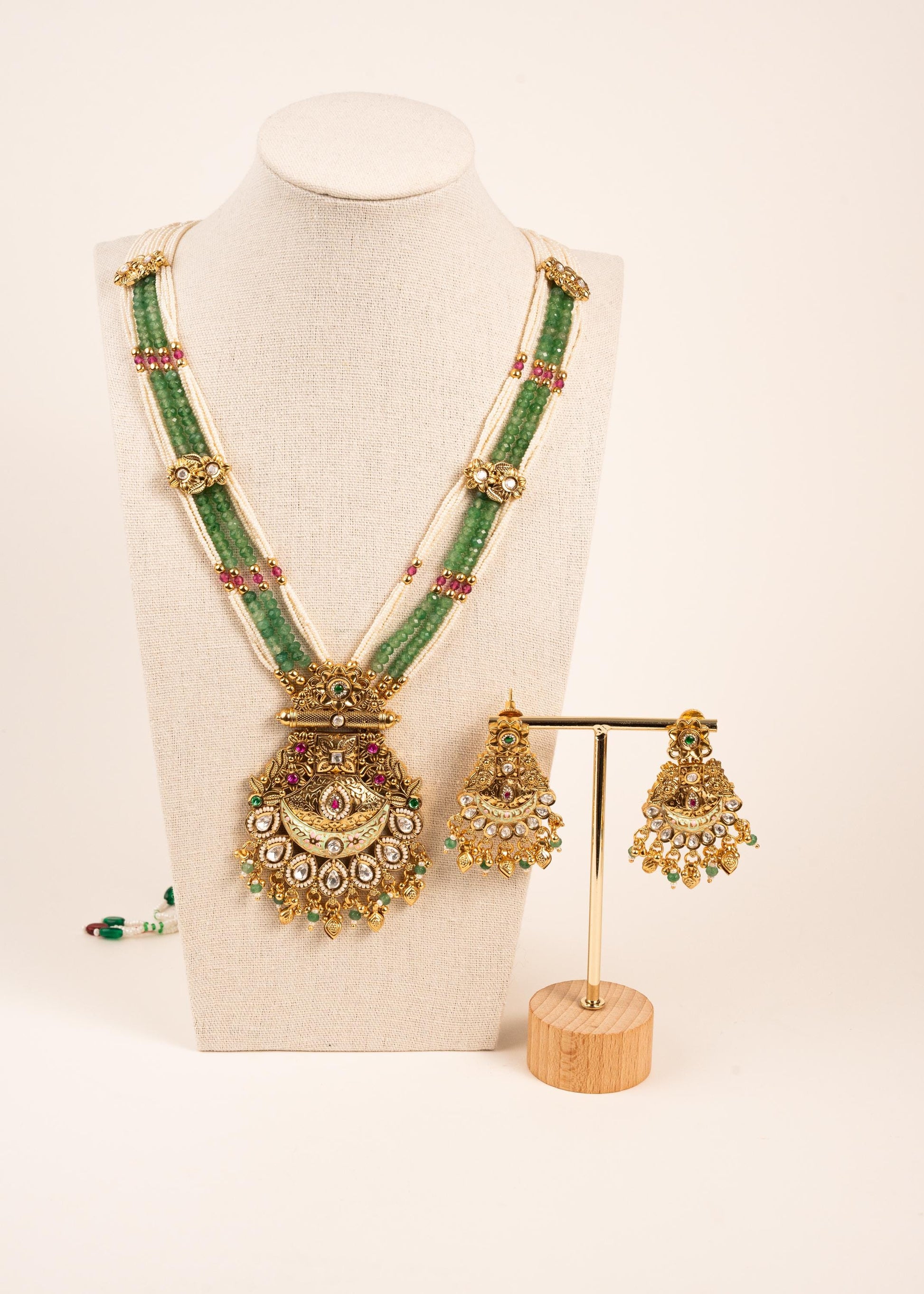 Bridal Heritage Kundan Necklace Set/ Indian jewelry/ Gold Plated Jewelry/ Long Bridal Necklace/ Bridal Jewelry Set/ Traditional Jewelry (etsy image id: 7896585466)