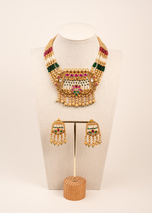 Traditional Kundan Pearl Bridal Necklace Set/ Raani Haar/ Kundan Jewelry/ Heritage Jewelry/ Indian Bridal Necklace/ Statement Jewelry (etsy image id: 7896634954)