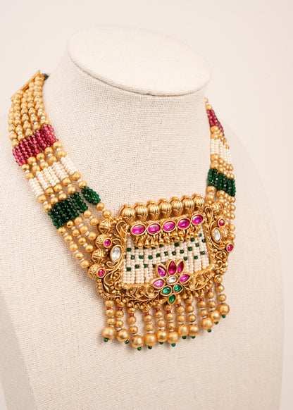 Traditional Kundan Pearl Bridal Necklace Set/ Raani Haar/ Kundan Jewelry/ Heritage Jewelry/ Indian Bridal Necklace/ Statement Jewelry (etsy image id: 7896634970)