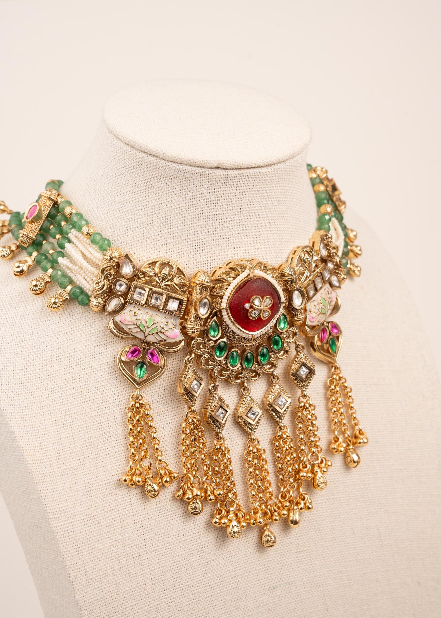 Gold Rajwadi Kundan Necklace Set/ Gold Bridal Jewelry/ Kundan Statement Necklace Set/ Traditional Jewelry/ Heritage Kundan Necklace/ Antique (etsy image id: 7896641236)