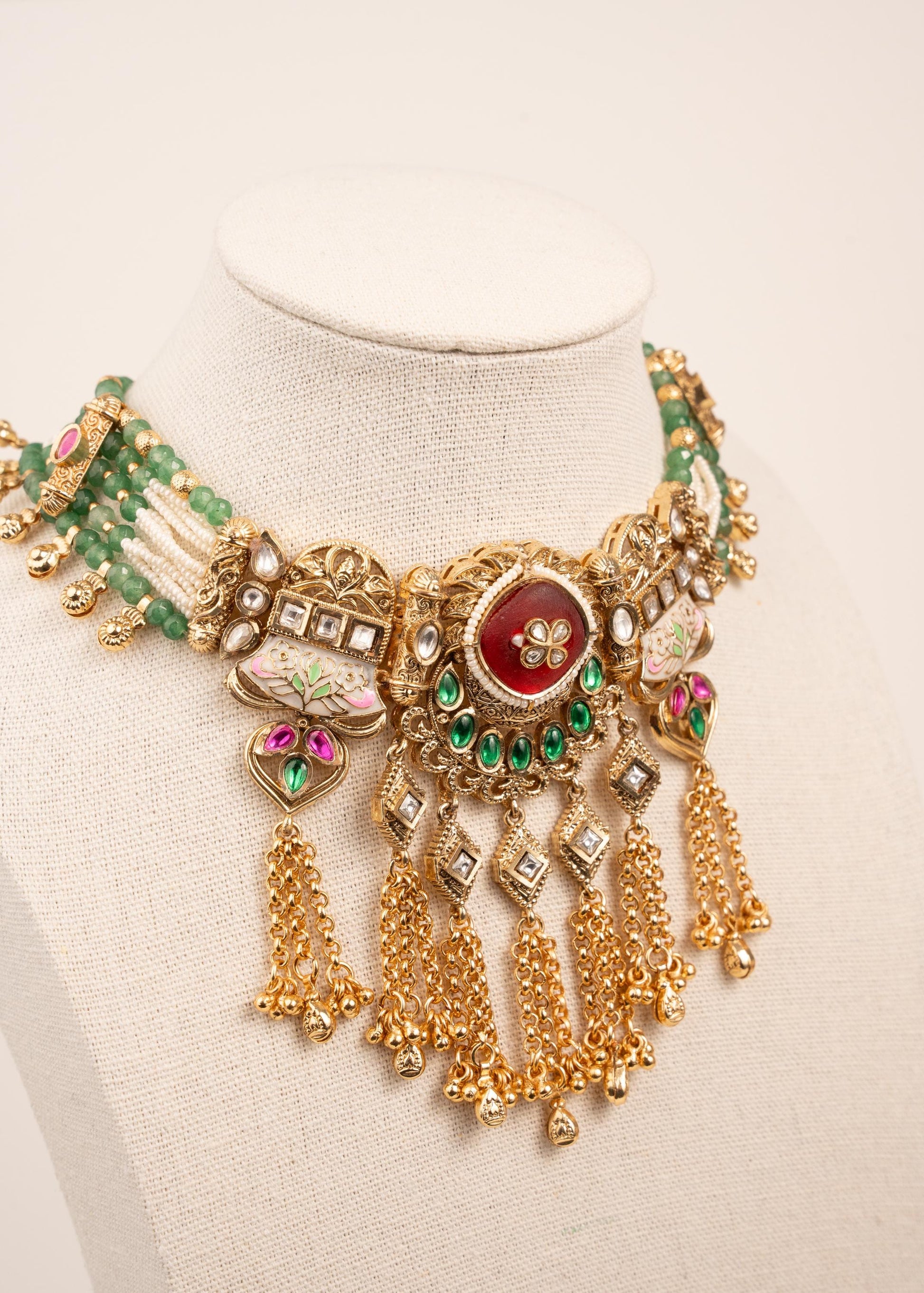 Gold Rajwadi Kundan Necklace Set/ Gold Bridal Jewelry/ Kundan Statement Necklace Set/ Traditional Jewelry/ Heritage Kundan Necklace/ Antique (etsy image id: 7896641236)