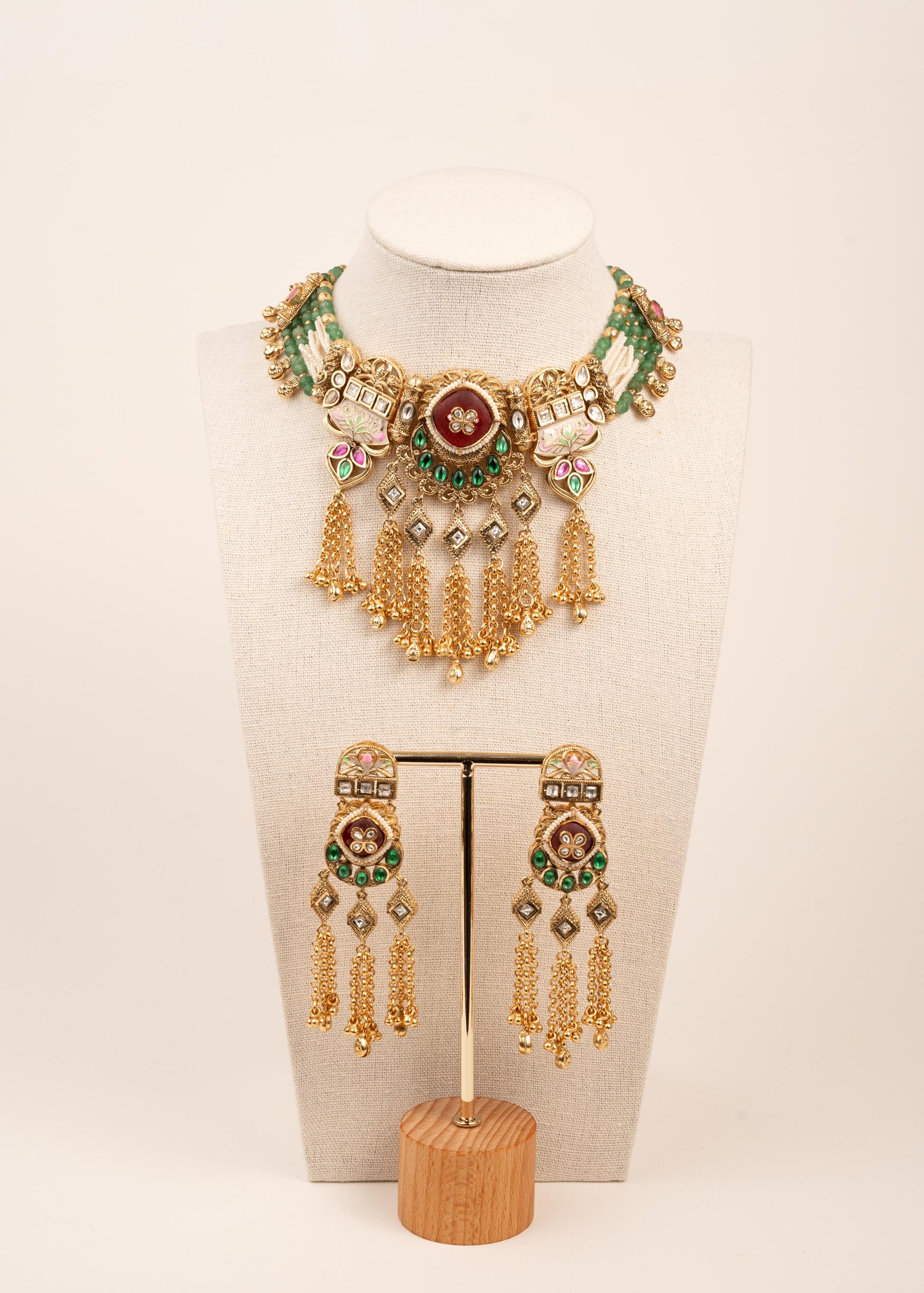 Gold Rajwadi Kundan Necklace Set/ Gold Bridal Jewelry/ Kundan Statement Necklace Set/ Traditional Jewelry/ Heritage Kundan Necklace/ Antique (etsy image id: 7896642250)