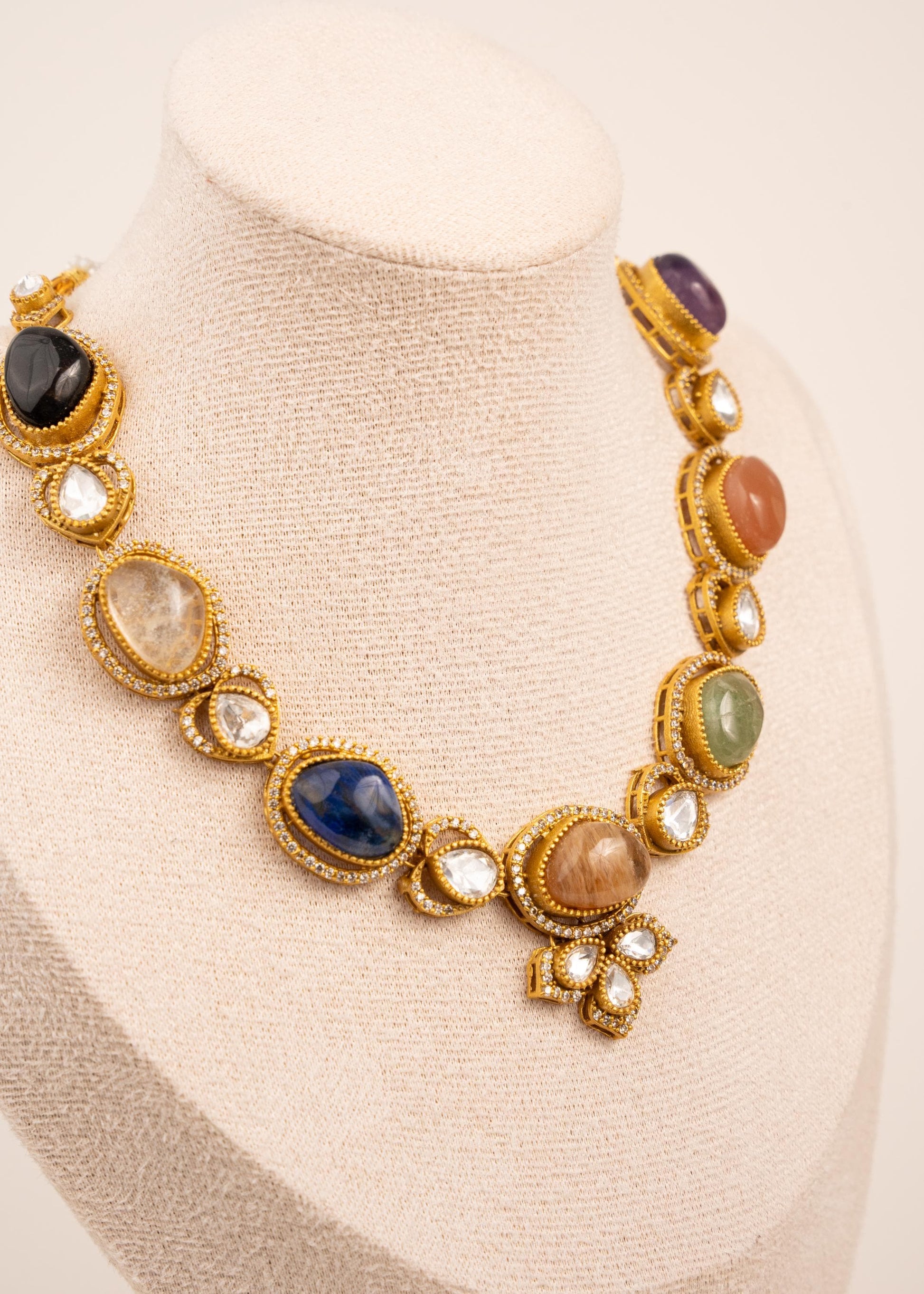 Sabyasachi Style Moissanite Kundan Necklace/ Bridal Statement Jewelry/ Indian Jewelry/ Bollywood Jewellery/ Kundan Statement Necklace Set (etsy image id: 7896692034)
