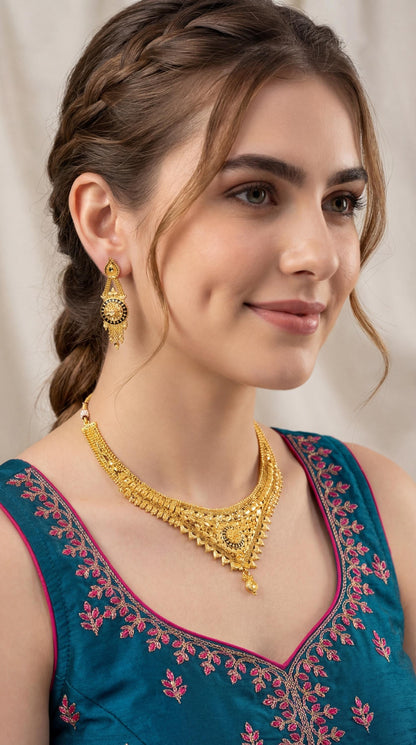 High Quality Gold Choker Necklace/ Indian Gold Plated Jewelry/ Real Gold Look Jewellery/ Royal Gold Look Choker Necklace/ Bridal Jewelry Set (etsy image id: 7899981578)