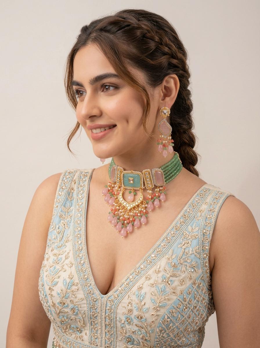 Emerald Blossom Bridal Choker Set. __etsy:7905226191