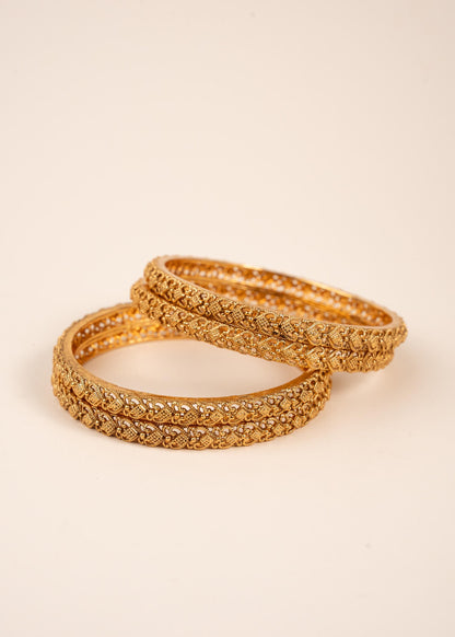 Premium Antique Gold Bangles Set/ Traditional Kada Bangles/ Gold Filigree Kada Bangles/ Gold Handcrafted Bangles Set/ South Indian Bangles (etsy image id: 7909495904)