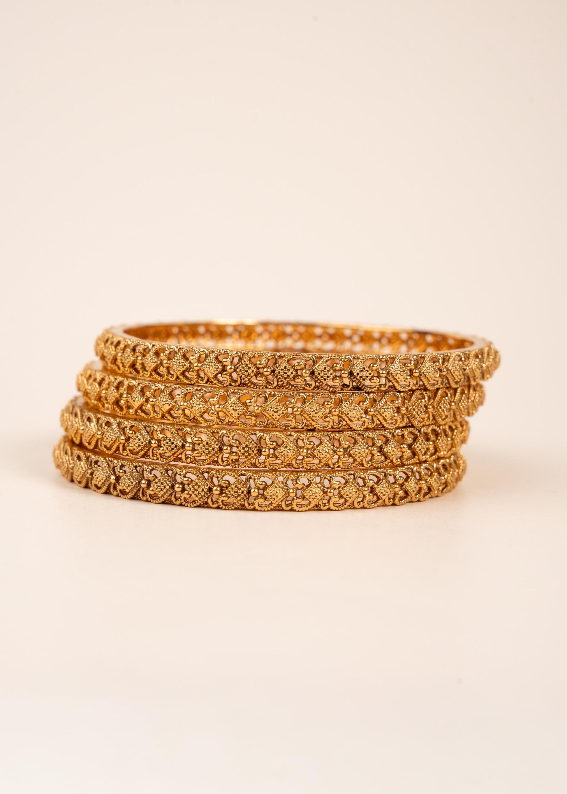 Premium Antique Gold Bangles Set/ Traditional Kada Bangles/ Gold Filigree Kada Bangles/ Gold Handcrafted Bangles Set/ South Indian Bangles (etsy image id: 7909496364)