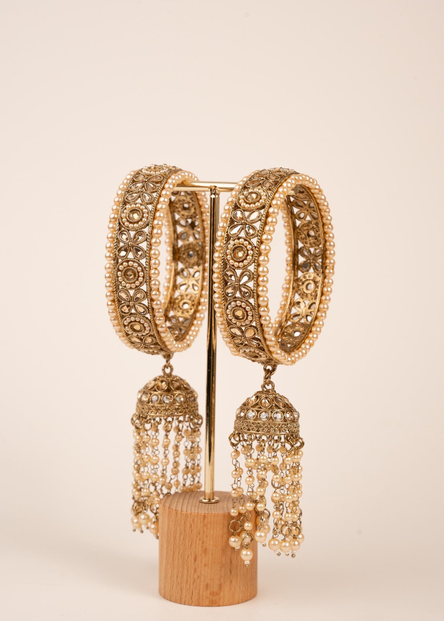 Indian Kaleera Style Bangles/ Statement Kada Bangles/ Indian Wedding Kada/ Gold Bangles/ Desi Bridal Jewelry/ Pearl Drop Kaleera/ Latkans (etsy image id: 7909584888)
