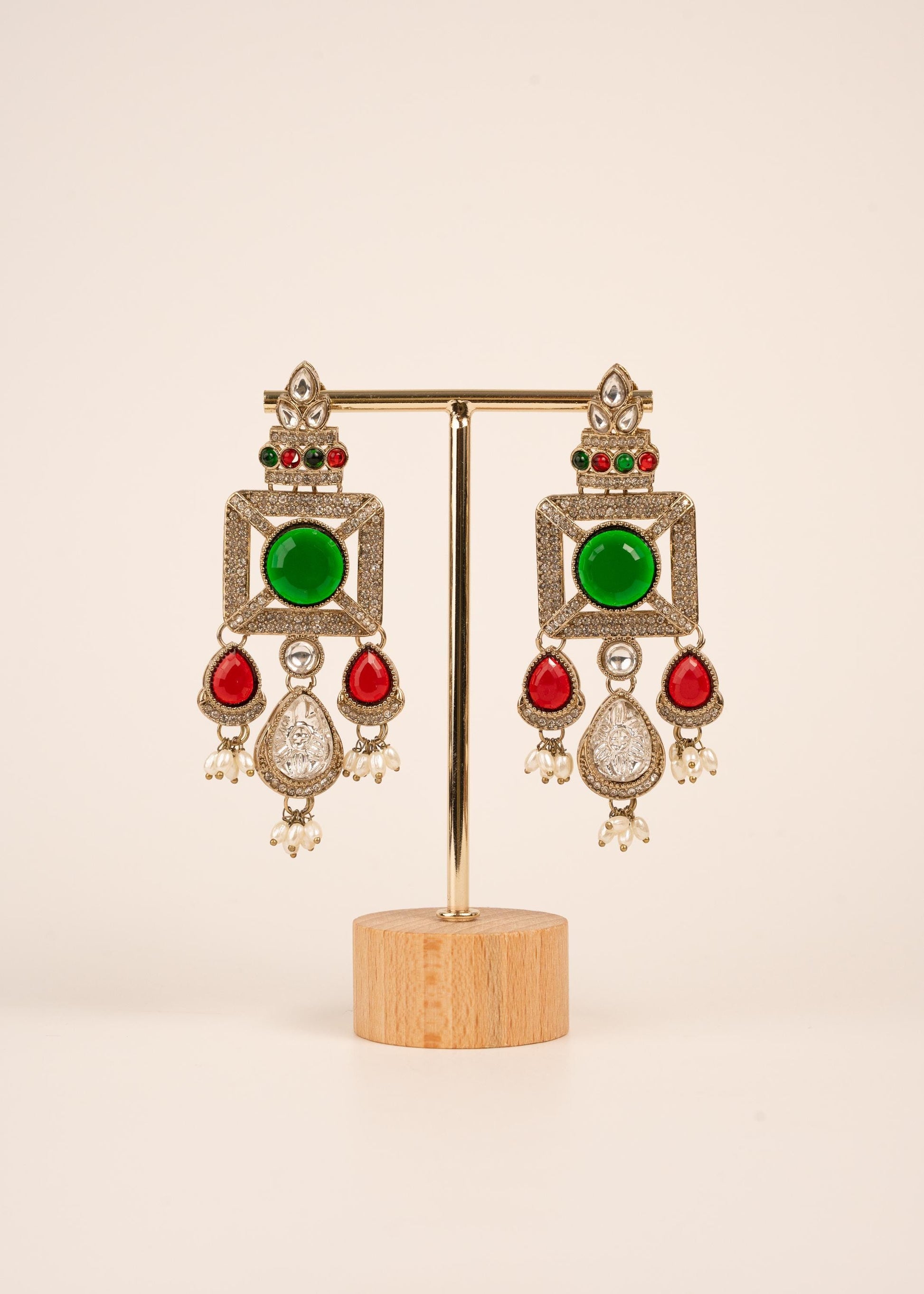 Handcrafted Antique Earrings/ Antique Jewelry/ Statemnet Earrings/ Party Wear Ethnic Jewelry/ High End Bollywood Jewellery/ Bridal Jewellery (etsy image id: 7912961621)