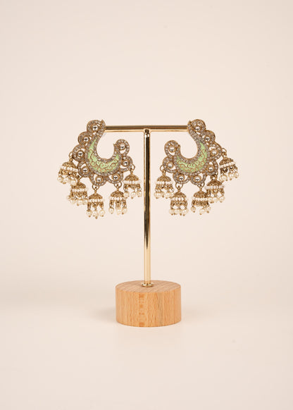 Premium Antique Chandbali Earrings/ Statement Chandbali Earrings/ Chandbali Earrings Set/ Indian Jewelry/ Gift set for her/ Trendy Chandbali (etsy image id: 7912977905)