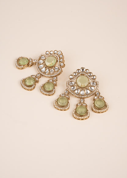 Polki Chandbali Earrings/ Antique Gold Chandbali Earrings/ Heritage Style Earrings/ Pakistani Style Earrings/ Ethnic Luxury Accessories (etsy image id: 7912995575)