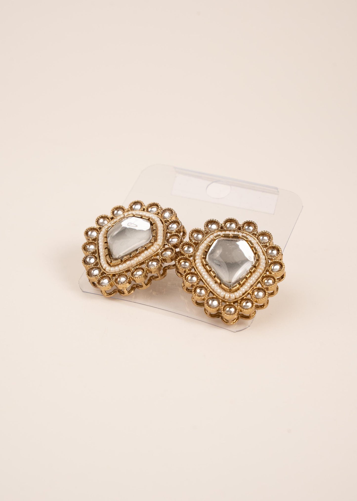 Kundan Stud Earrings/ Moissanite Polki Kundan Earrings/ CZ Diamond Stud/ Statement Studs/ Trendy Stud Earrings/ Luxury Earrings (etsy image id: 7913021357)