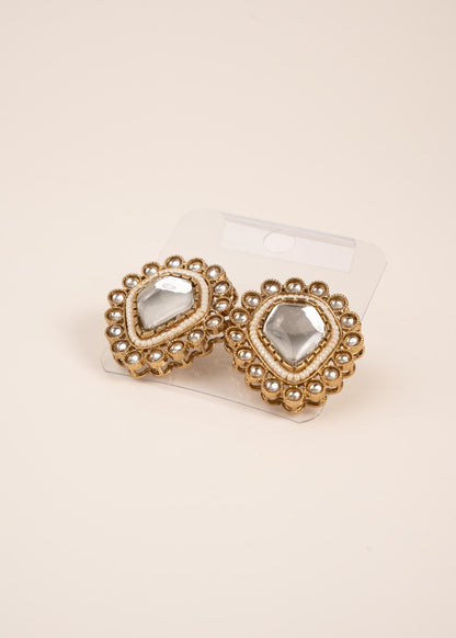 Kundan Stud Earrings/ Moissanite Polki Kundan Earrings/ CZ Diamond Stud/ Statement Studs/ Trendy Stud Earrings/ Luxury Earrings (etsy image id: 7913021357)
