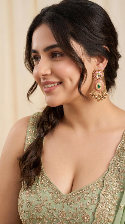 Kashmiri Earrings/ Indian Wedding Jewelry/ Traditional Jewellery/ Gold Plated Jewelry/ Designer Jewelry/ Lightweight Earrings (etsy image id: 7913049271)
