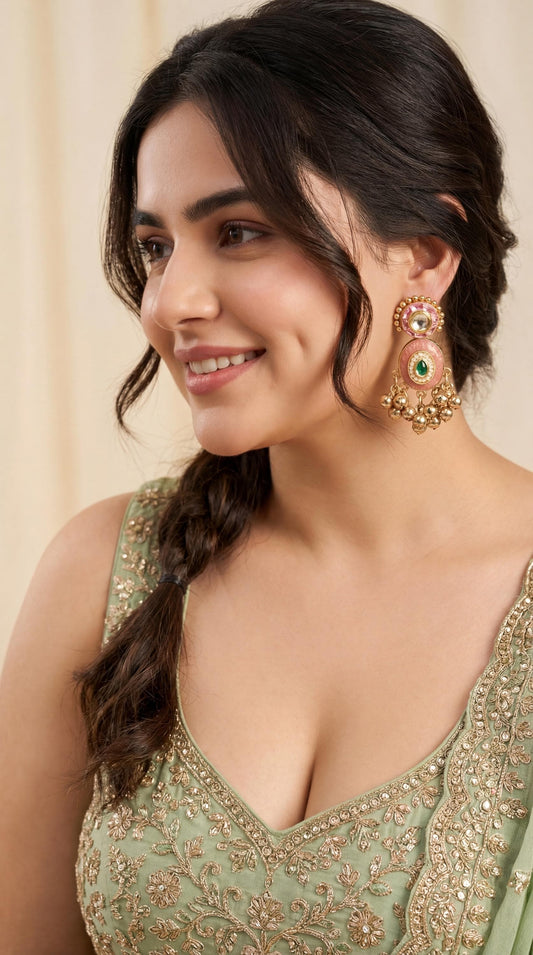 Kashmiri Earrings/ Indian Wedding Jewelry/ Traditional Jewellery/ Gold Plated Jewelry/ Designer Jewelry/ Lightweight Earrings (etsy image id: 7913049271)