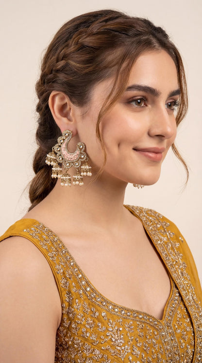 Premium Antique Chandbali Earrings/ Statement Chandbali Earrings/ Chandbali Earrings Set/ Indian Jewelry/ Gift set for her/ Trendy Chandbali (etsy image id: 7913119273)
