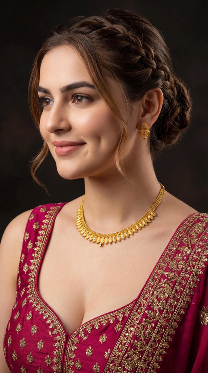 Real Gold Finish Choker Necklace/ Bridal Gold Look Necklace/ Premium Gold bridal choker Necklace/ Indian Gold Plated Jewelry/ Traditional (etsy image id: 7915634912)