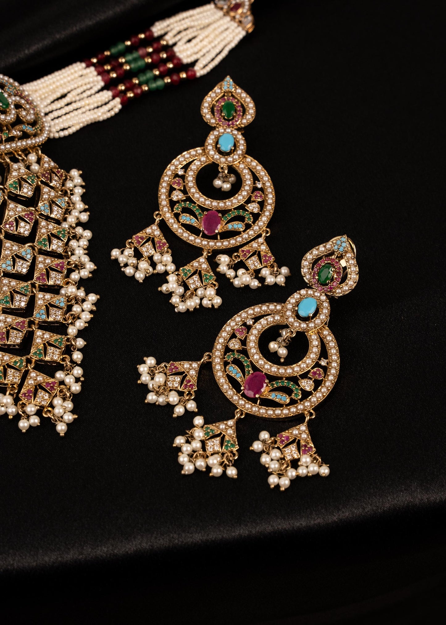 Antique Polki Choker Necklace Set/ Waterfall Design/ Indian Jewellery (etsy image id: 7936700801)