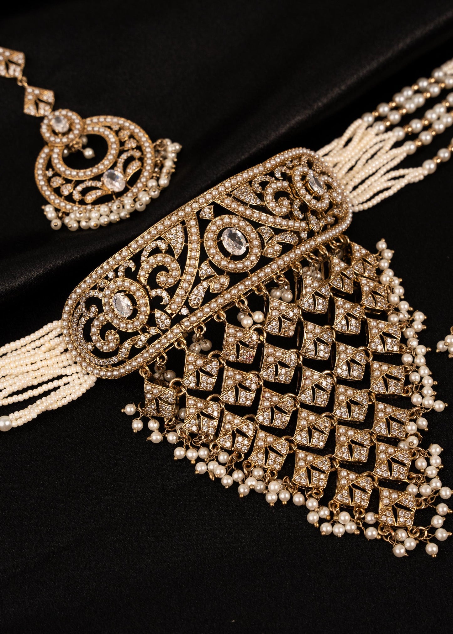 Antique Polki Choker Necklace Set/ Waterfall Design/ Indian Jewellery (etsy image id: 7936705411)