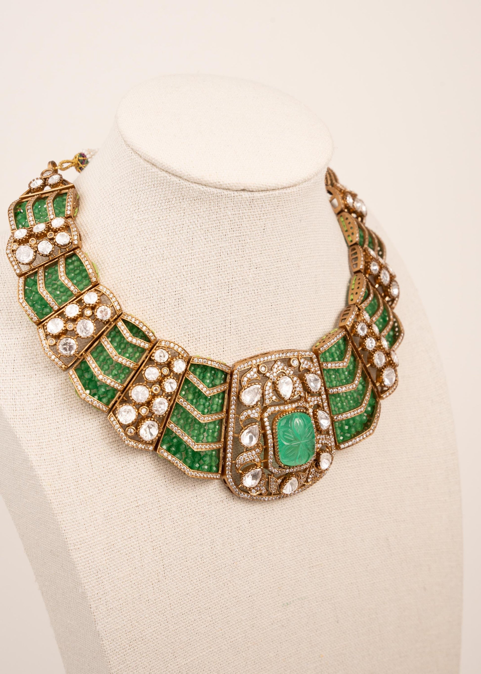 Designer Kundan Necklace Set/ Victorian Style Necklace Set/ Heavy Bridal Necklace/ Luxury Wedding jewellery (etsy image id: 7937249271)