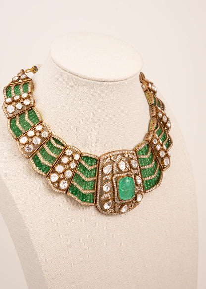Designer Kundan Necklace Set/ Victorian Style Necklace Set/ Heavy Bridal Necklace/ Luxury Wedding jewellery (etsy image id: 7937249271)