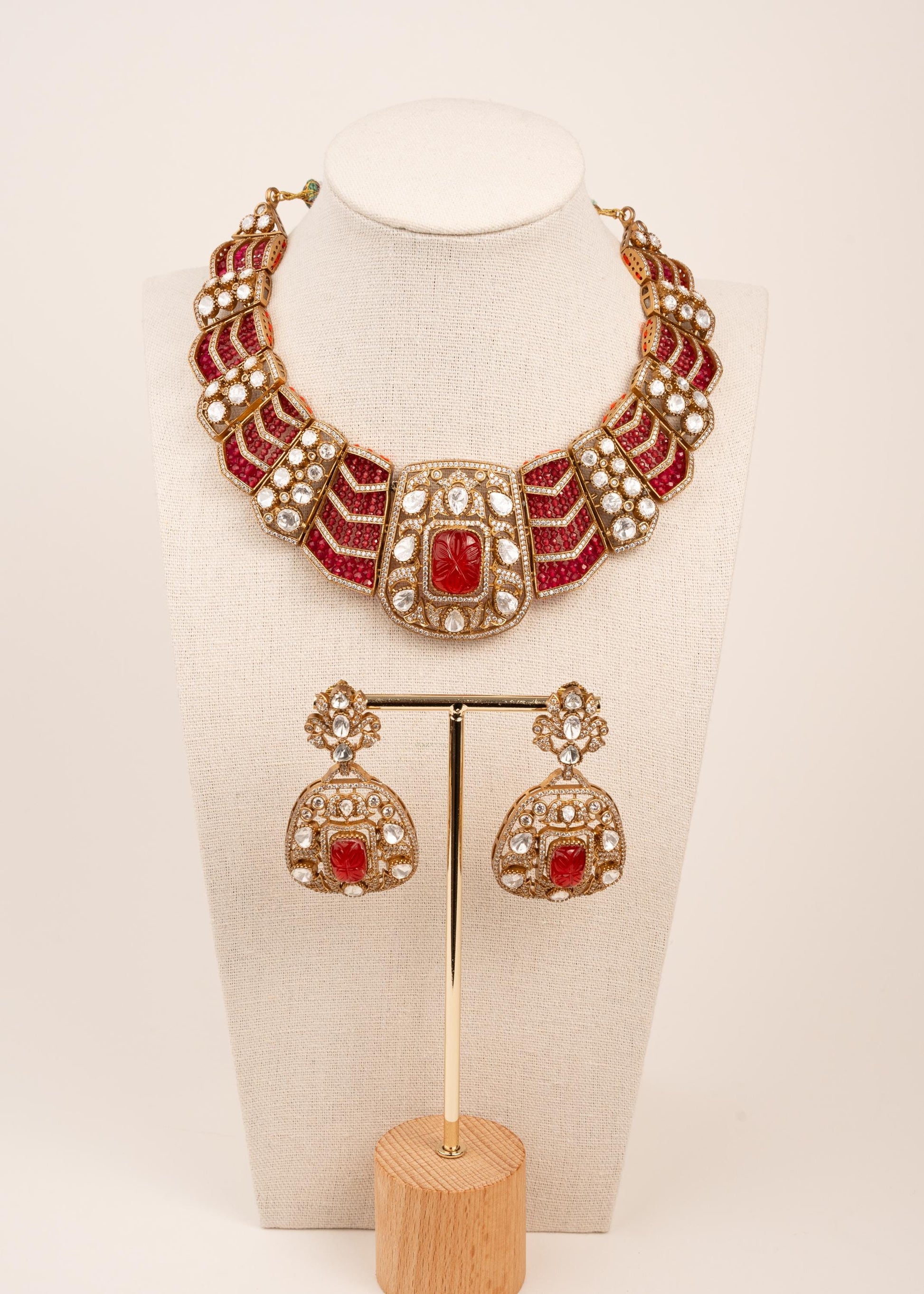 Designer Kundan Necklace Set/ Victorian Style Necklace Set/ Heavy Bridal Necklace/ Luxury Wedding jewellery (etsy image id: 7937277849)