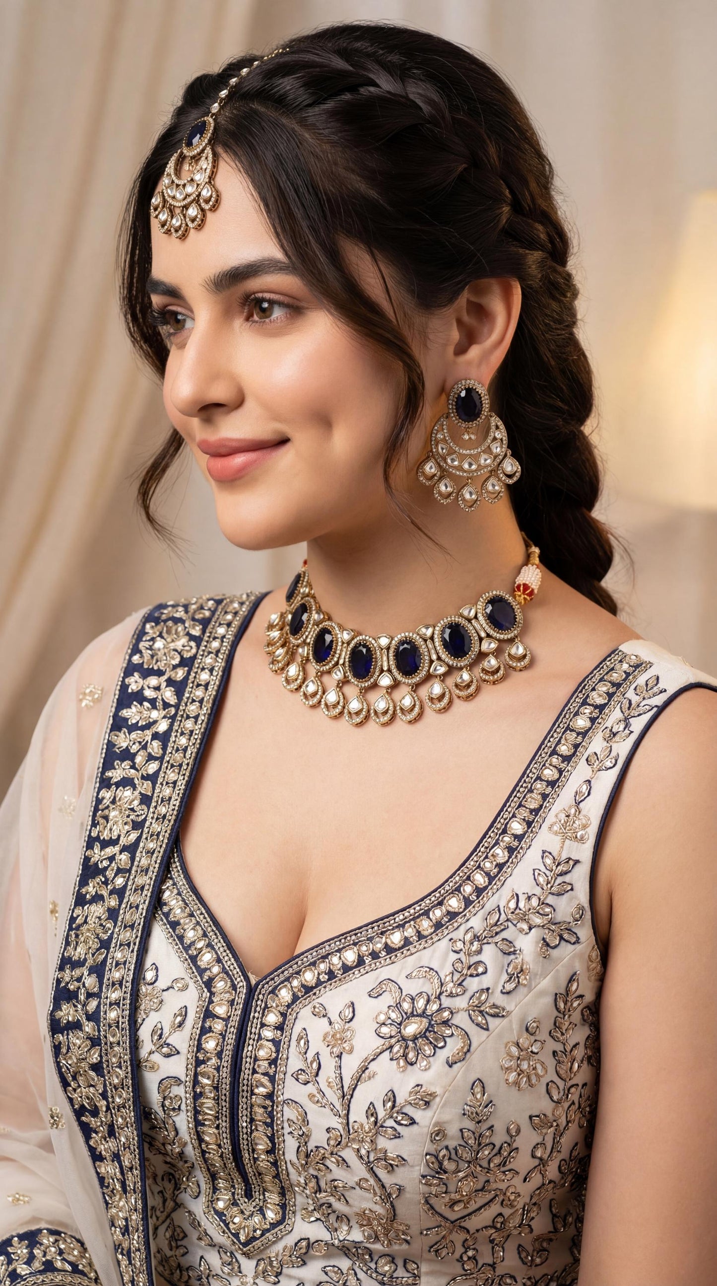 Premium Kundan Choker Necklace Set/ Indian Jewelry/ Antique Jewellery/ Bridal Kundan Jewellry/ Bollywood (etsy image id: 7940659659)