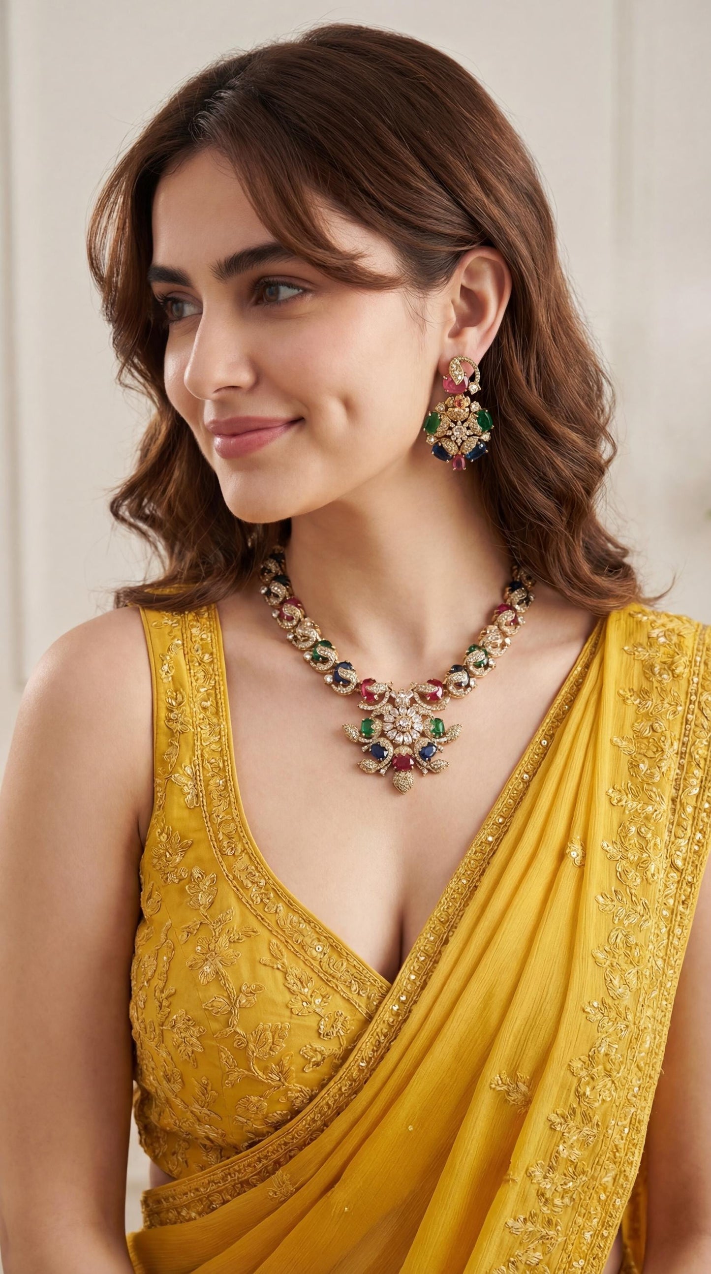 Premium American Diamond Necklace/ Bollywood Statement Jewelry/ Luxury AD Necklace/ Bridal Jewellery/ CZ Necklace/ Gift for her (etsy image id: 7940747583)