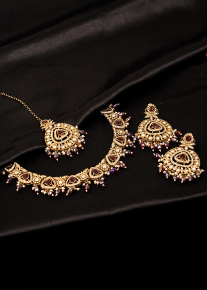 Antique Kundan Polki Necklace Set/ Heritage Jewelry/ Indian Wedding Jewelry/ Pakistani Jewelry/ Statement Bridal Choker Necklace (etsy image id: 7941053697)