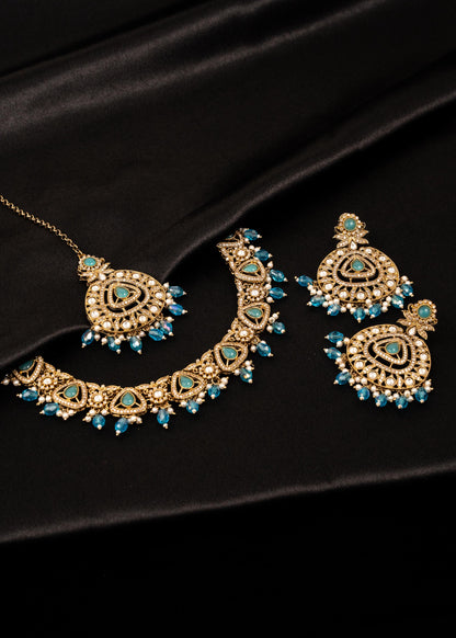 Antique Kundan Polki Necklace Set/ Heritage Jewelry/ Indian Wedding Jewelry/ Pakistani Jewelry/ Statement Bridal Choker Necklace (etsy image id: 7941053709)