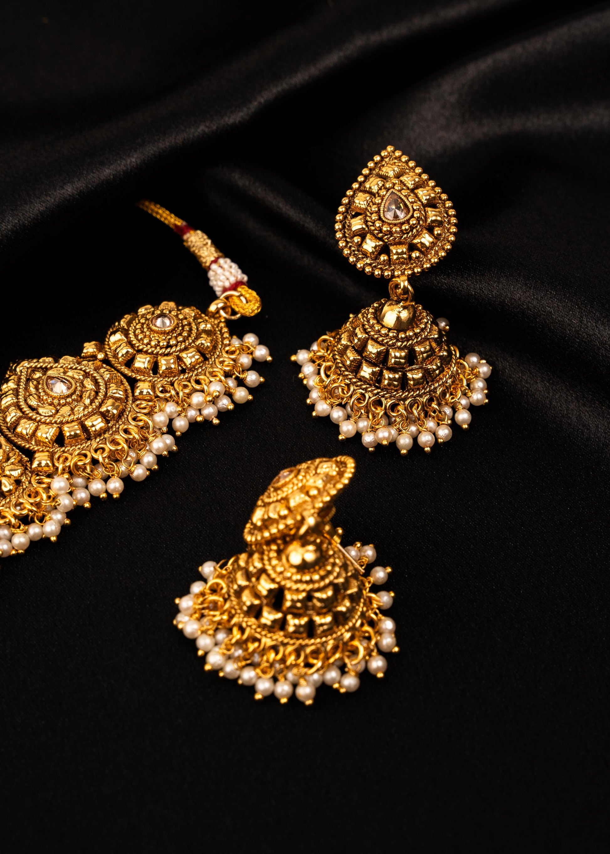 Premium Gold Choker Necklace Set/ Real Gold Look Statement Necklace/ Indian Gold plated Choker Necklace/ Elegant Gold Choker for bride (etsy image id: 7941058977)