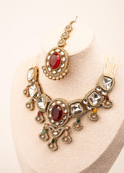 Premium Kundan Necklace Set/ Indian Bridal Jewelry/ Wedding Jewelry/ Traditional Indian Necklace Set/ Kundan statement necklace (etsy image id: 7941070219)