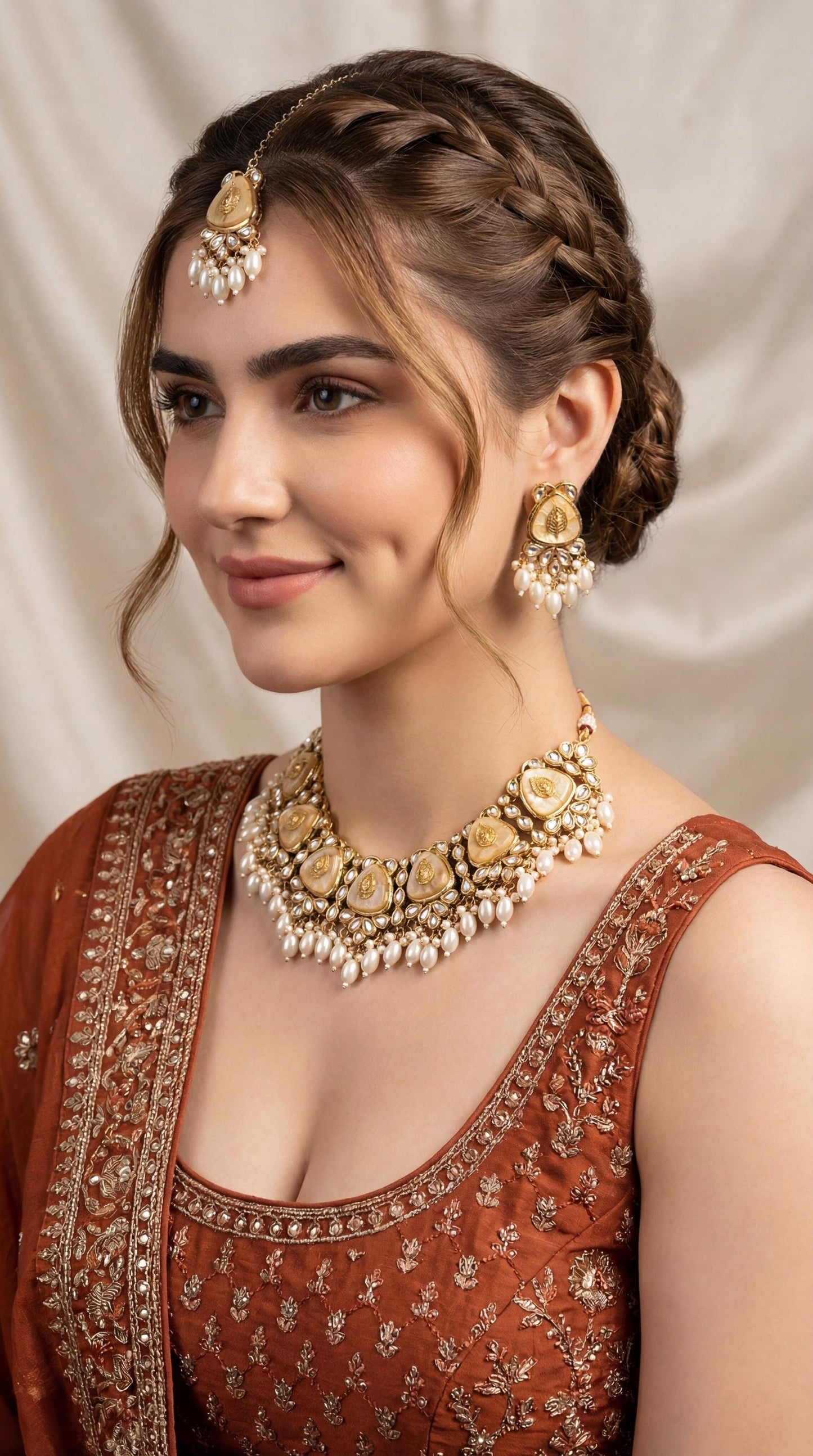 Antique Kundan Pearl Jewelry Necklace Set/ Statement Kundan Pearl Choker Set/ Indian Jewelry/ Pakistani Bridal Jewelry/ Polki Kundan Set (etsy image id: 7943318517)