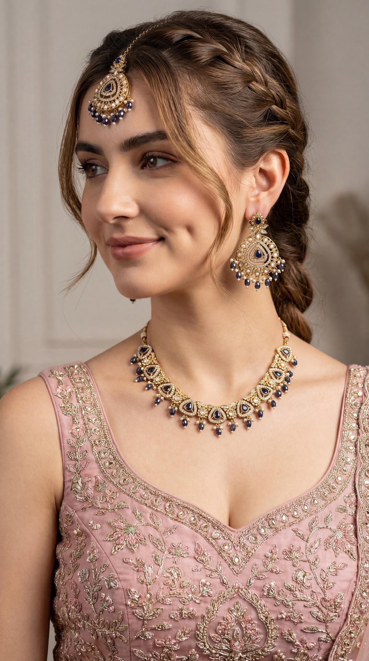 Antique Kundan Polki Necklace Set/ Heritage Jewelry/ Indian Wedding Jewelry/ Pakistani Jewelry/ Statement Bridal Choker Necklace (etsy image id: 7943393633)