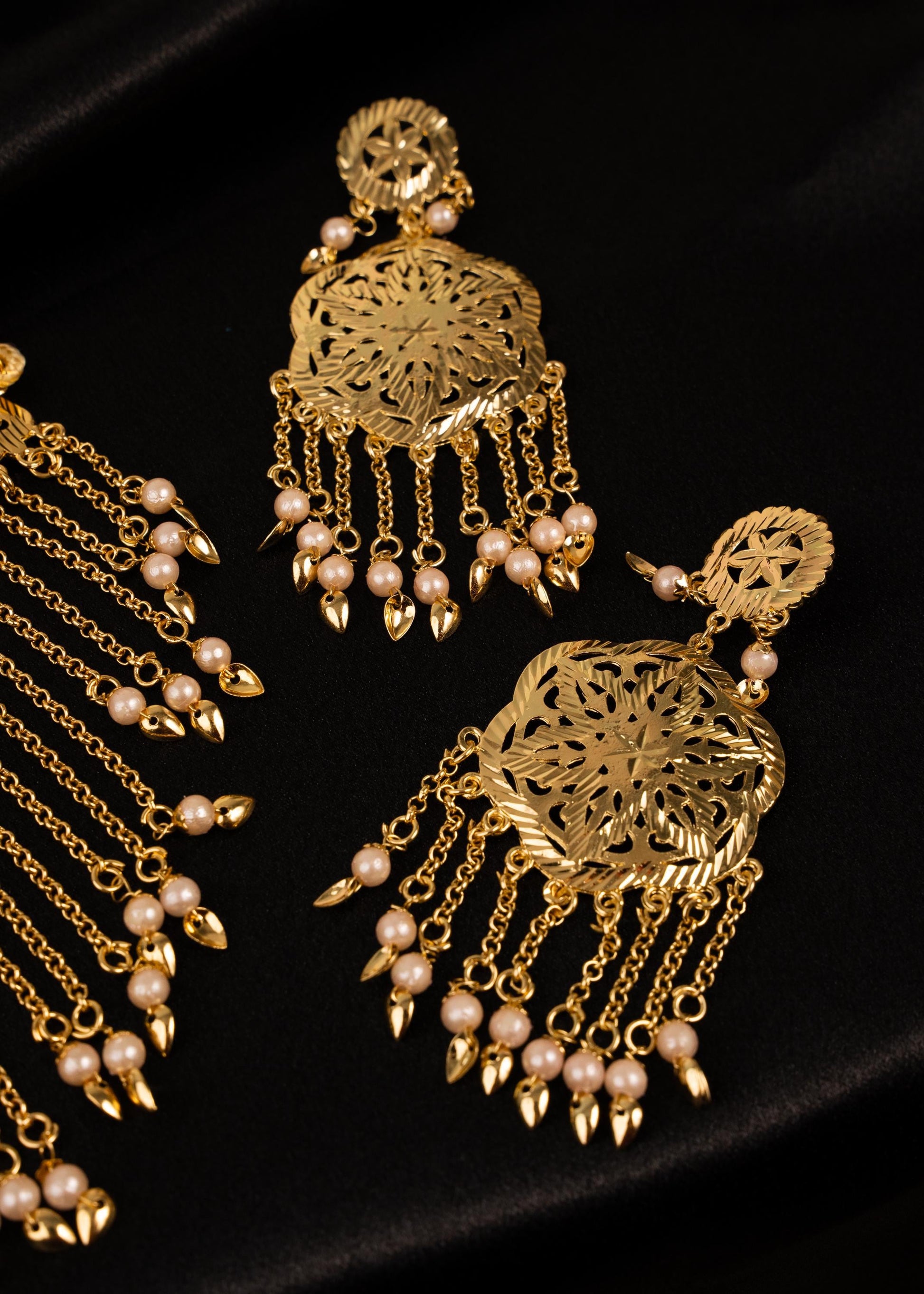 Gold Plated Pippal Patti Necklace Set/ Traditional Gold Choker Set/ Layered Bridal Jewelry/ Trendy Waterfall Necklace/ Indian Jewelry/ Multi (etsy image id: 7944477067)