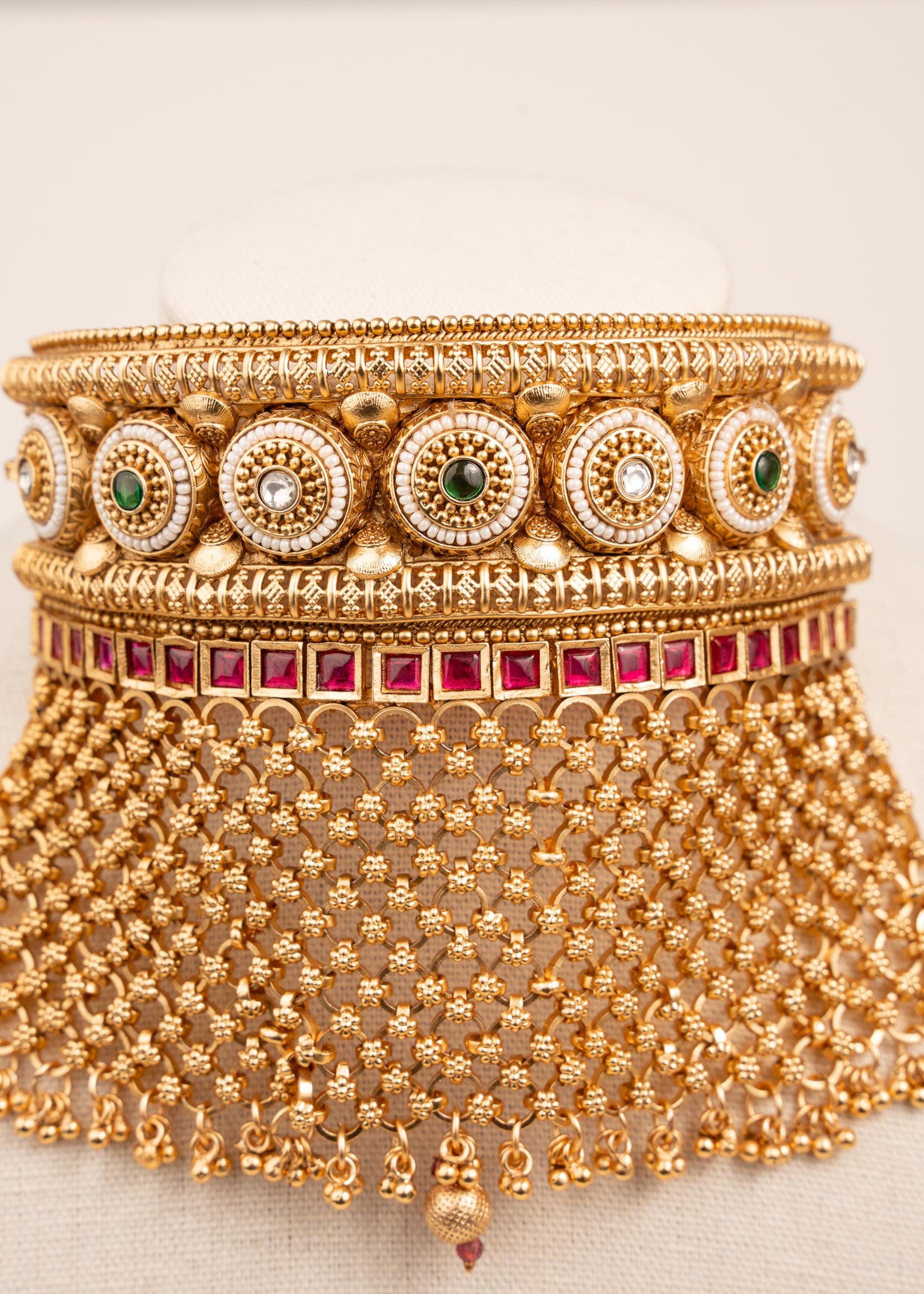 Premium Gold Plated Necklace Set/ Indian Gold Necklace/ Statement Gold Choker Necklace/ Indian Bridal Jewelry Set/ Statement Gold Jewelry (etsy image id: 7944556037)