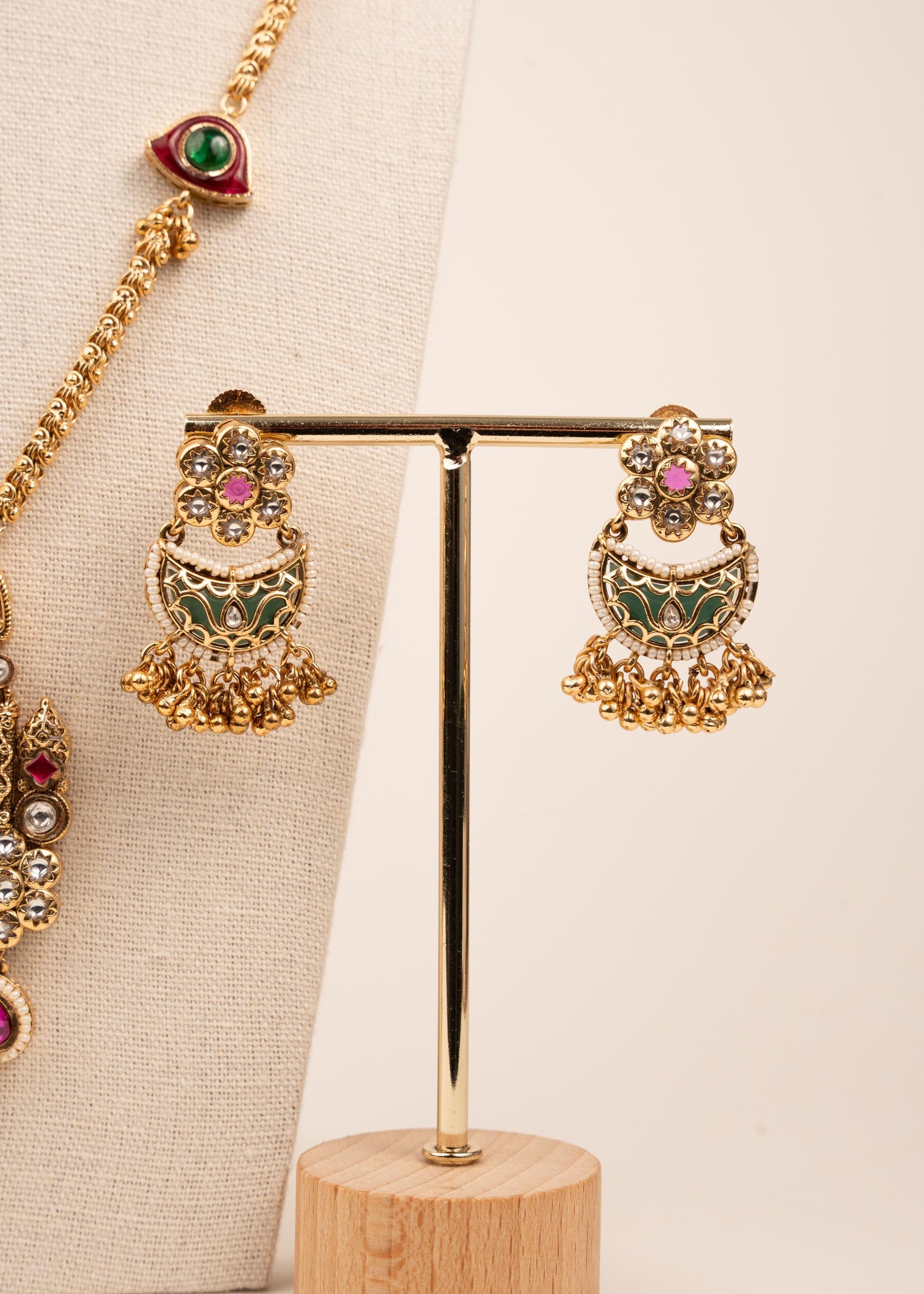 Gold Heritage Meenakari Necklace Set/ Indian Gold Plated Jewelry/ Real Gold Look Necklace Set/ Bridal Long Necklace/ Raani Haar/ (etsy image id: 7944562575)